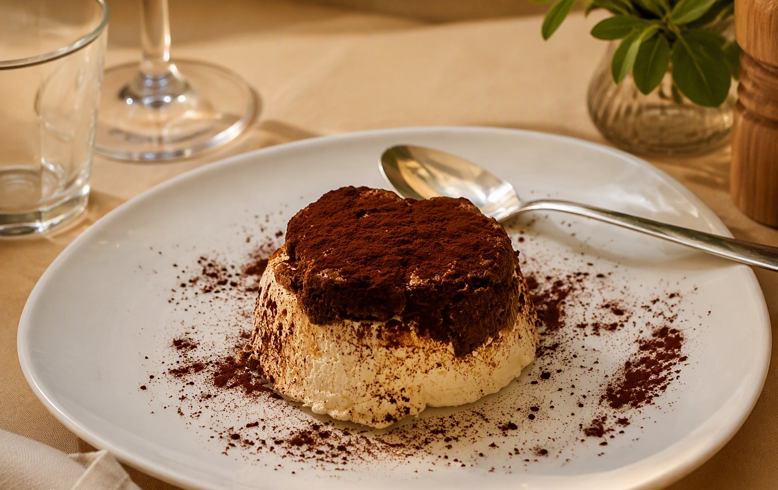 Il tiramisù con il cacao spolverato